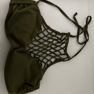Green halter style bikini top